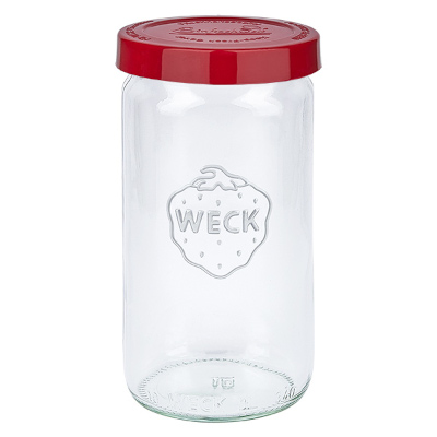 WECK Zylinderglas RR60 mit rotem Silikondeckel